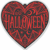 Halloween Hart, Zwarte Hartvorm, Feestdag Sticker (Voorkant)