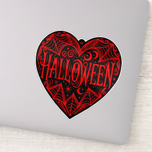 Halloween Hart, Zwarte Hartvorm, Feestdag Sticker