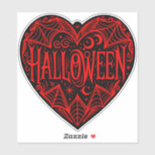 Halloween Hart, Zwarte Hartvorm, Feestdag Sticker (Vel)