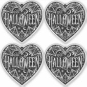 Halloween Hart, Zwarte Hartvorm, Feestdag Sticker (Voorkant)