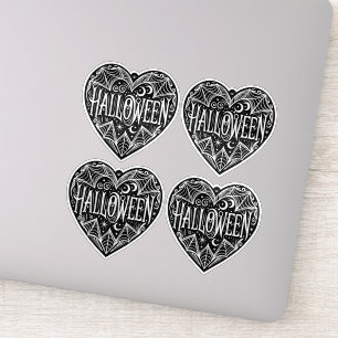Halloween Hart, Zwarte Hartvorm, Feestdag Sticker