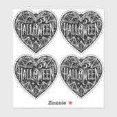 Halloween Hart, Zwarte Hartvorm, Feestdag Sticker (Vel)