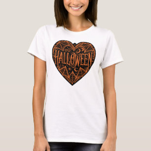 Halloween Hart, Zwarte Hartvorm, Feestdag T-shirt