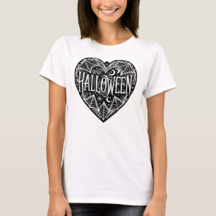 Halloween Hart, Zwarte Hartvorm, Feestdag T-shirt
