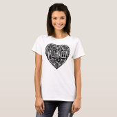 Halloween Hart, Zwarte Hartvorm, Feestdag T-shirt (Voorkant volledig)