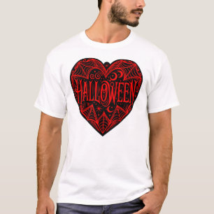 Halloween Hart, Zwarte Hartvorm, Feestdag T-shirt
