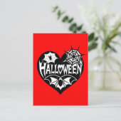 Halloween Hart, Zwarte Hartvorm, Spinnenweb Briefkaart (Staand voorkant)