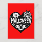 Halloween Hart, Zwarte Hartvorm, Spinnenweb Briefkaart (Voorkant)