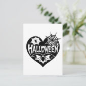 Halloween Hart, Zwarte Hartvorm, Spinnenweb Briefkaart (Staand voorkant)