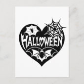 Halloween Hart, Zwarte Hartvorm, Spinnenweb Briefkaart (Voorkant)