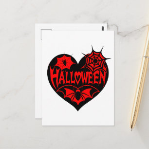 Halloween Hart, Zwarte Hartvorm, Spinnenweb Briefkaart