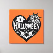 Halloween Hart, Zwarte Hartvorm, Spinnenweb Canvas Afdruk (Voorkant)