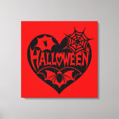 Halloween Hart, Zwarte Hartvorm, Spinnenweb Canvas Afdruk (Voorkant)