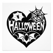 Halloween Hart, Zwarte Hartvorm, Spinnenweb Foto Afdruk (Voorkant)