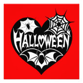 Halloween Hart, Zwarte Hartvorm, Spinnenweb Foto Afdruk (Voorkant)