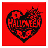 Halloween Hart, Zwarte Hartvorm, Spinnenweb Foto Afdruk (Voorkant)