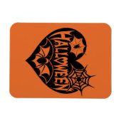 Halloween Hart, Zwarte Hartvorm, Spinnenweb Magneet (Horizontaal)