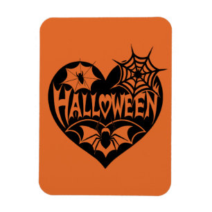 Halloween Hart, Zwarte Hartvorm, Spinnenweb Magneet