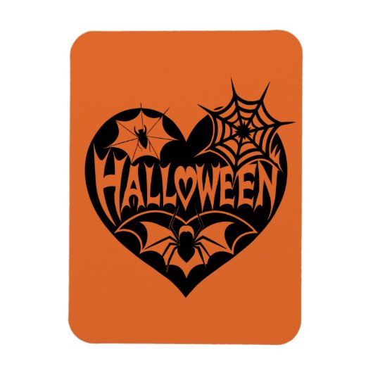 Halloween Hart, Zwarte Hartvorm, Spinnenweb Magneet (Verticaal)
