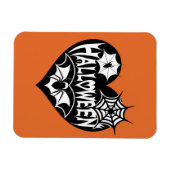 Halloween Hart, Zwarte Hartvorm, Spinnenweb Magneet (Horizontaal)