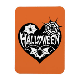 Halloween Hart, Zwarte Hartvorm, Spinnenweb Magneet