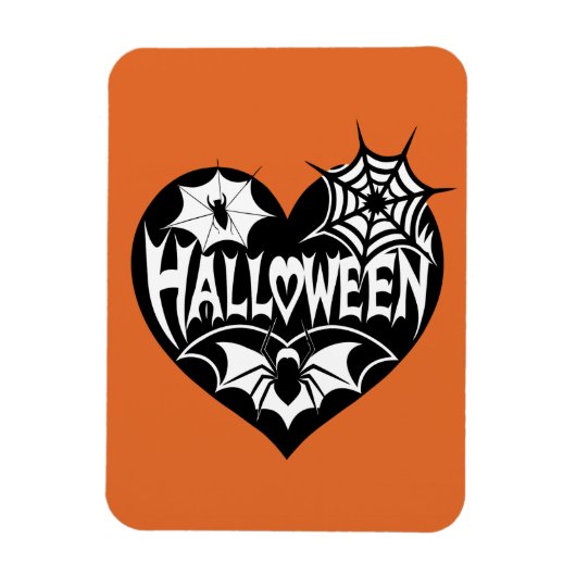 Halloween Hart, Zwarte Hartvorm, Spinnenweb Magneet (Verticaal)