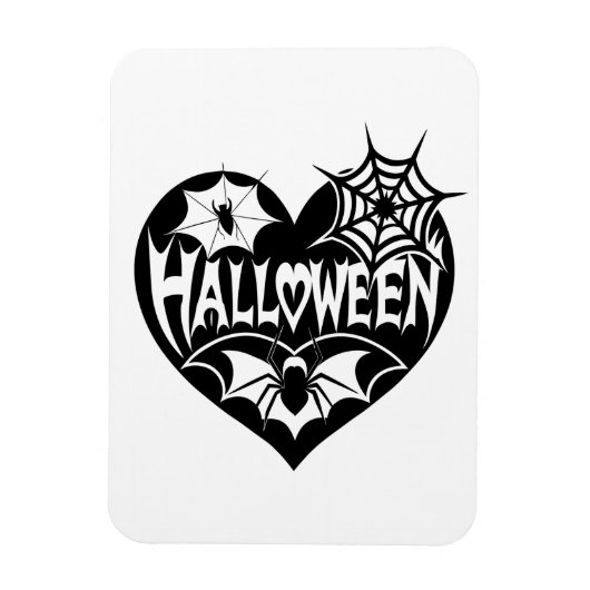 Halloween Hart, Zwarte Hartvorm, Spinnenweb Magneet (Verticaal)