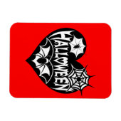 Halloween Hart, Zwarte Hartvorm, Spinnenweb Magneet (Horizontaal)