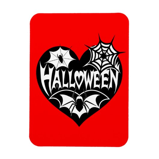Halloween Hart, Zwarte Hartvorm, Spinnenweb Magneet (Verticaal)