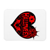 Halloween Hart, Zwarte Hartvorm, Spinnenweb Magneet (Horizontaal)