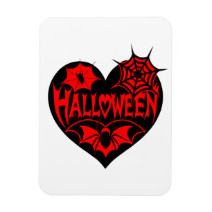 Halloween Hart, Zwarte Hartvorm, Spinnenweb Magneet