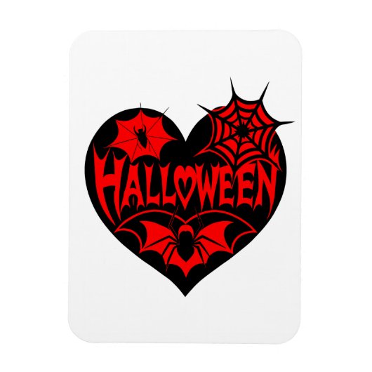 Halloween Hart, Zwarte Hartvorm, Spinnenweb Magneet (Verticaal)