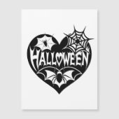 Halloween Hart, Zwarte Hartvorm, Spinnenweb Magnetische Uitnodiging (Voorkant)