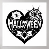 Halloween Hart, Zwarte Hartvorm, Spinnenweb Poster (Voorkant)