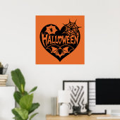Halloween Hart, Zwarte Hartvorm, Spinnenweb Poster (Thuiskantoor)