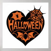 Halloween Hart, Zwarte Hartvorm, Spinnenweb Poster (Voorkant)