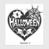 Halloween Hart, Zwarte Hartvorm, Spinnenweb Sticker (Vel)