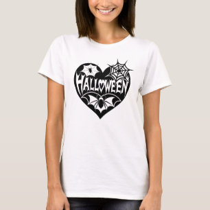 Halloween Hart, Zwarte Hartvorm, Spinnenweb T-shirt