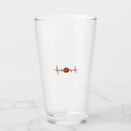 Halloween Hartslag Pompoen Vintage Vector Ontwerp_ Glas (Voorkant)