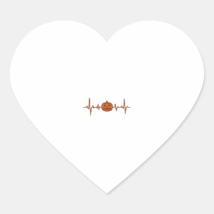 Halloween Hartslag Pompoen Vintage Vector Ontwerp_ Hart Sticker