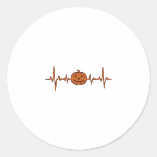 Halloween Hartslag Pompoen Vintage Vector Ontwerp_ Ronde Sticker