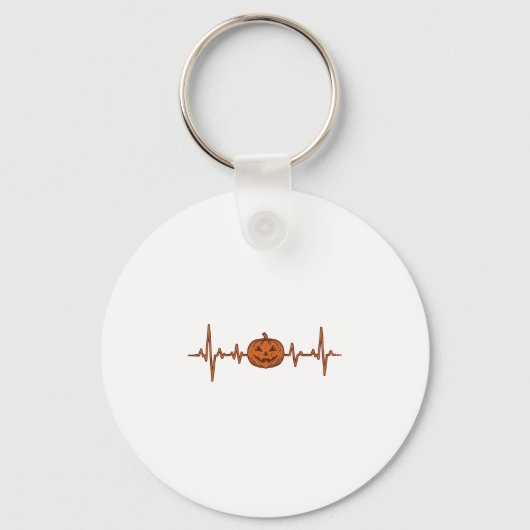 Halloween Hartslag Pompoen Vintage Vector Ontwerp_ Sleutelhanger (Voorkant)