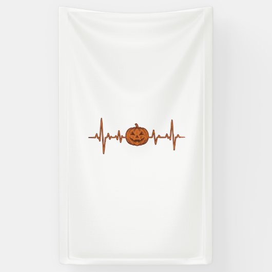 Halloween Hartslag Pompoen Vintage Vector Ontwerp_ Spandoek (Verticaal)