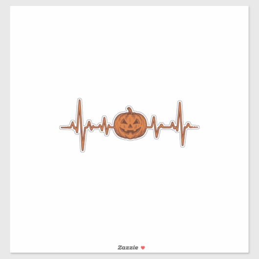 Halloween Hartslag Pompoen Vintage Vector Ontwerp_ Sticker (Vel)