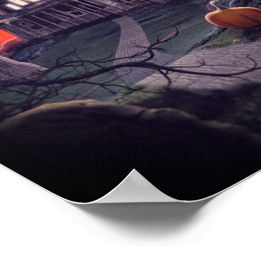 Halloween hauned house begraveyard poster (Hoek)