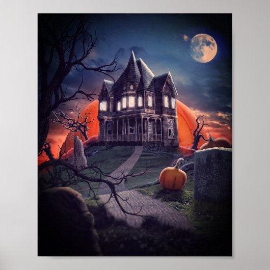 Halloween hauned house begraveyard poster (Voorkant)
