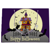 Halloween Hauned House Black Bat Full Moon Paars Groot Cadeauzakje (Voorkant)