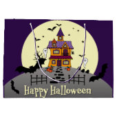 Halloween Hauned House Black Bat Full Moon Paars Groot Cadeauzakje (Achterkant)