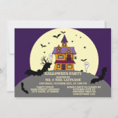 Halloween Hauned House Black Bat Full Moon Paars Kaart (Achterkant)