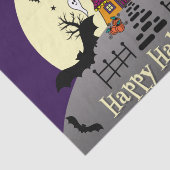 Halloween Hauned House Black Bat Full Moon Paars Tissuepapier (Detail)